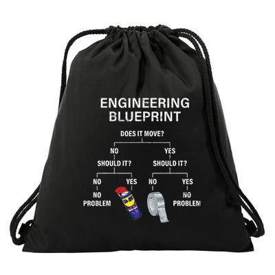 My Engineering Blueprint Funny Engineer Drawstring Bag