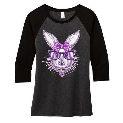 Miss Easter Bunny Matching Family Couple Women's Tri-Blend 3/4-Sleeve Raglan Shirt