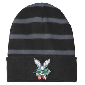 Mister Easter Bunny Matching Family Couple Striped Beanie with Solid Band