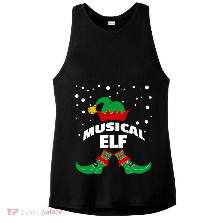 Musical Elf Christmas Family Group Pictures SantaS Helper Gift Ladies PosiCharge Tri-Blend Wicking Tank