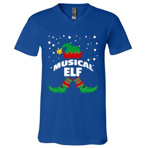 Musical Elf Christmas Family Group Pictures SantaS Helper Gift V-Neck T-Shirt