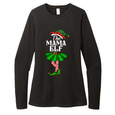 Mama Elf Christmas Costume Matching Family Mama Elf Squad Gift Womens CVC Long Sleeve Shirt