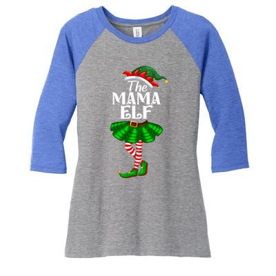 Mama Elf Christmas Costume Matching Family Mama Elf Squad Gift Women's Tri-Blend 3/4-Sleeve Raglan Shirt