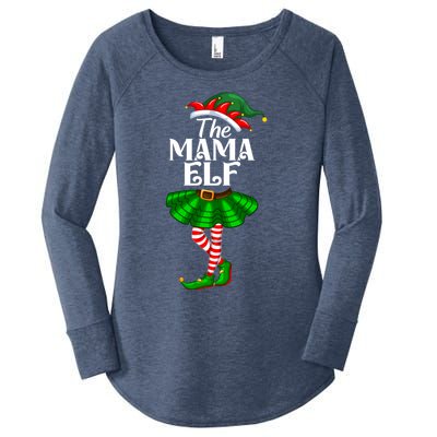 Mama Elf Christmas Costume Matching Family Mama Elf Squad Gift Women's Perfect Tri Tunic Long Sleeve Shirt