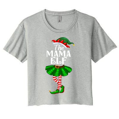 Mama Elf Christmas Costume Matching Family Mama Elf Squad Gift Women's Crop Top Tee