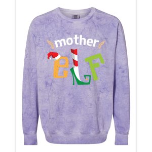 Mother Elf Christmas Elves Squad Mama Matching Elf Family Gift Colorblast Crewneck Sweatshirt