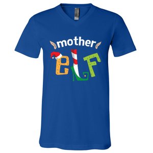 Mother Elf Christmas Elves Squad Mama Matching Elf Family Gift V-Neck T-Shirt