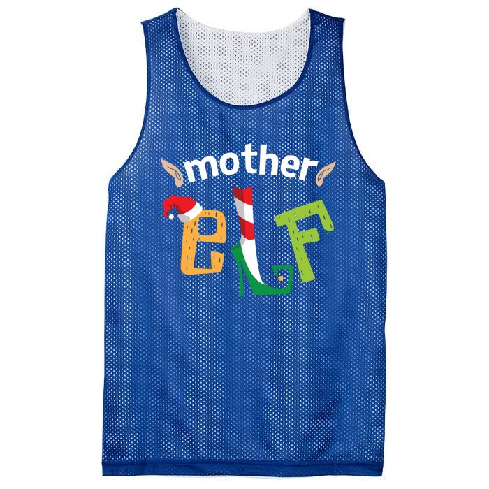 Mother Elf Christmas Elves Squad Mama Matching Elf Family Gift Mesh Reversible Basketball Jersey Tank