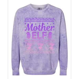 Mother Elf Christmas Family Ugly Xmas Christmas Gift Colorblast Crewneck Sweatshirt