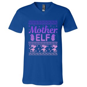 Mother Elf Christmas Family Ugly Xmas Christmas Gift V-Neck T-Shirt