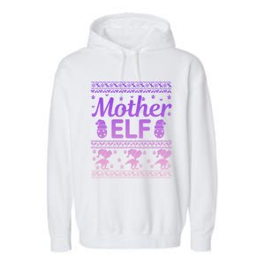 Mother Elf Christmas Family Ugly Xmas Christmas Gift Garment-Dyed Fleece Hoodie