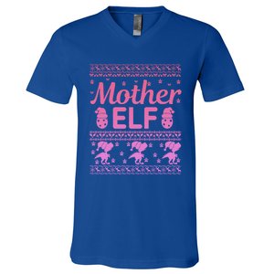 Mother Elf Christmas Family Ugly Xmas Christmas Gift V-Neck T-Shirt