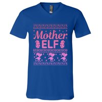 Mother Elf Christmas Family Ugly Xmas Christmas Gift V-Neck T-Shirt