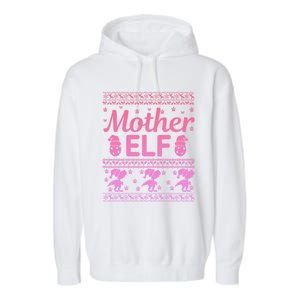 Mother Elf Christmas Family Ugly Xmas Christmas Gift Garment-Dyed Fleece Hoodie