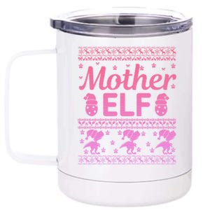 Mother Elf Christmas Family Ugly Xmas Christmas Gift 12 oz Stainless Steel Tumbler Cup