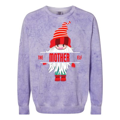 Mother Elf Christmas Pajama Mother Matching Family Group Gift Colorblast Crewneck Sweatshirt