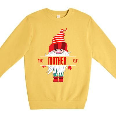 Mother Elf Christmas Pajama Mother Matching Family Group Gift Premium Crewneck Sweatshirt