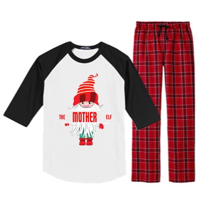 Mother Elf Christmas Pajama Mother Matching Family Group Gift Raglan Sleeve Pajama Set