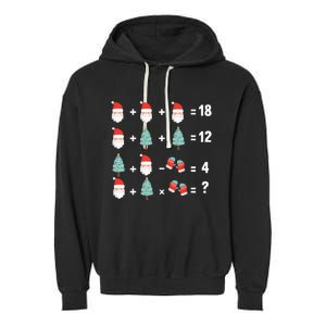 Math Equation Christmas Pajama Cool Teacher Santa Xmas Tree Garment-Dyed Fleece Hoodie