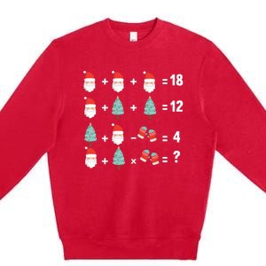 Math Equation Christmas Pajama Cool Teacher Santa Xmas Tree Premium Crewneck Sweatshirt