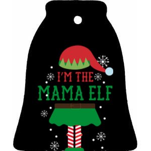 Mama Elf Christmas With Snowflakes Ceramic Bell Ornament