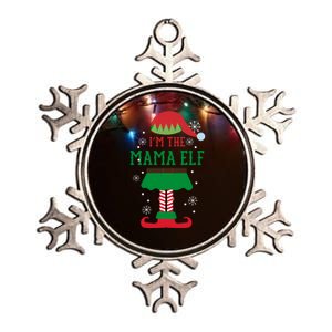 Mama Elf Christmas With Snowflakes Metallic Star Ornament