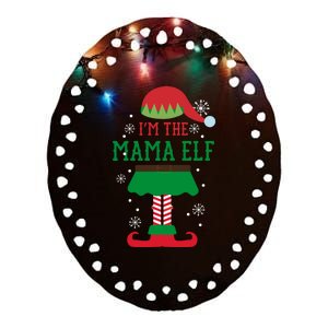 Mama Elf Christmas With Snowflakes Ceramic Oval Ornament