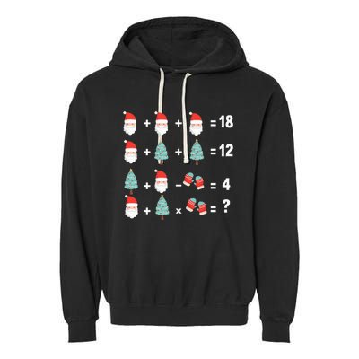 Math Equation Christmas Pajama Cool Teacher Santa XMas Tree Garment-Dyed Fleece Hoodie