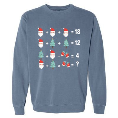 Math Equation Christmas Pajama Cool Teacher Santa XMas Tree Garment-Dyed Sweatshirt