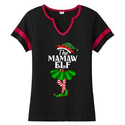 Mamaw Elf Christmas Costume Matching Family Mamaw Elf Squad Gift Ladies Halftime Notch Neck Tee