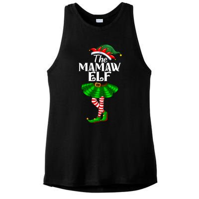 Mamaw Elf Christmas Costume Matching Family Mamaw Elf Squad Gift Ladies PosiCharge Tri-Blend Wicking Tank