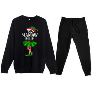 Mamaw Elf Christmas Costume Matching Family Mamaw Elf Squad Gift Premium Crewneck Sweatsuit Set