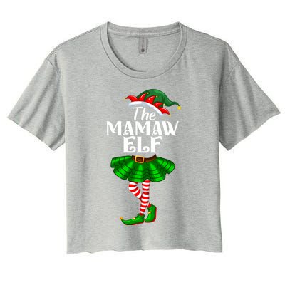 Mamaw Elf Christmas Costume Matching Family Mamaw Elf Squad Gift Women's Crop Top Tee