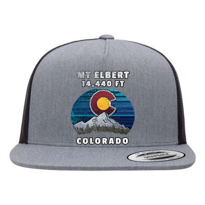 Mt Elbert Colorado Flag Mountain Styled Flat Bill Trucker Hat