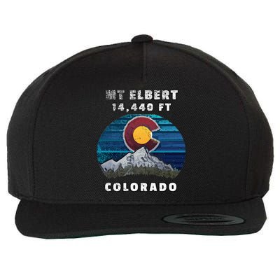 Mt Elbert Colorado Flag Mountain Styled Wool Snapback Cap