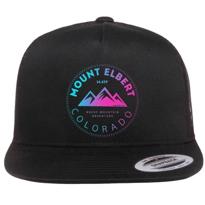 Mount Elbert Colorado 14er Retro Rocky Mountain Flat Bill Trucker Hat