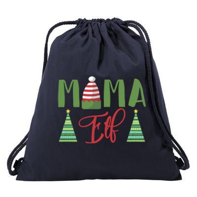 Mama Elf Christmas Elf Mother Mom Elf Funny Gift Drawstring Bag