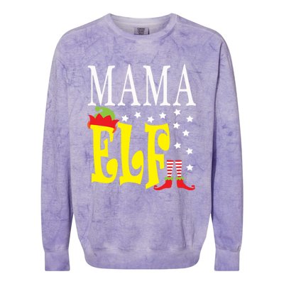 Mama Elf Christmas Funny Gift Ugly Xmas Mom Mothers Gift Colorblast Crewneck Sweatshirt