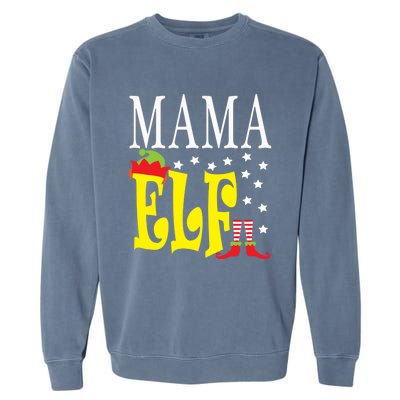 Mama Elf Christmas Funny Gift Ugly Xmas Mom Mothers Gift Garment-Dyed Sweatshirt