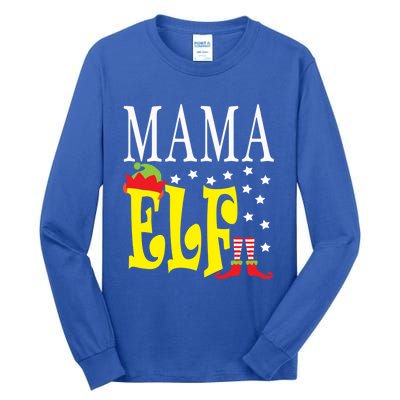 Mama Elf Christmas Funny Gift Ugly Xmas Mom Mothers Gift Tall Long Sleeve T-Shirt