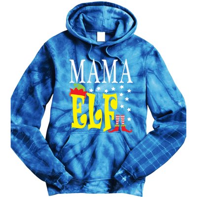 Mama Elf Christmas Funny Gift Ugly Xmas Mom Mothers Gift Tie Dye Hoodie