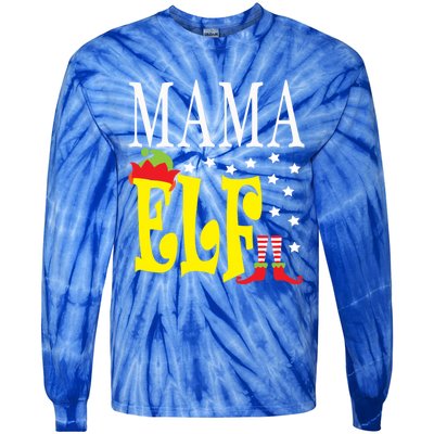 Mama Elf Christmas Funny Gift Ugly Xmas Mom Mothers Gift Tie-Dye Long Sleeve Shirt