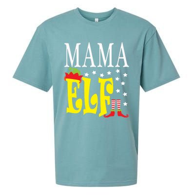 Mama Elf Christmas Funny Gift Ugly Xmas Mom Mothers Gift Sueded Cloud Jersey T-Shirt