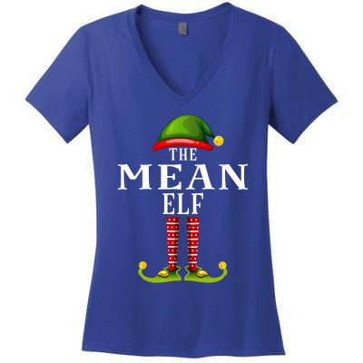 Mean Elf Christmas Matching Family Group Pjs Gift Women's V-Neck T-Shirt