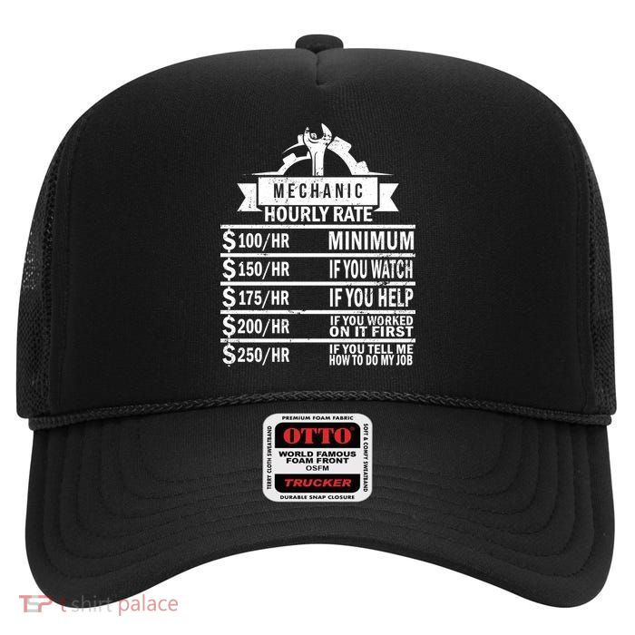 Mechanic Hourly Rate High Crown Mesh Back Trucker Hat
