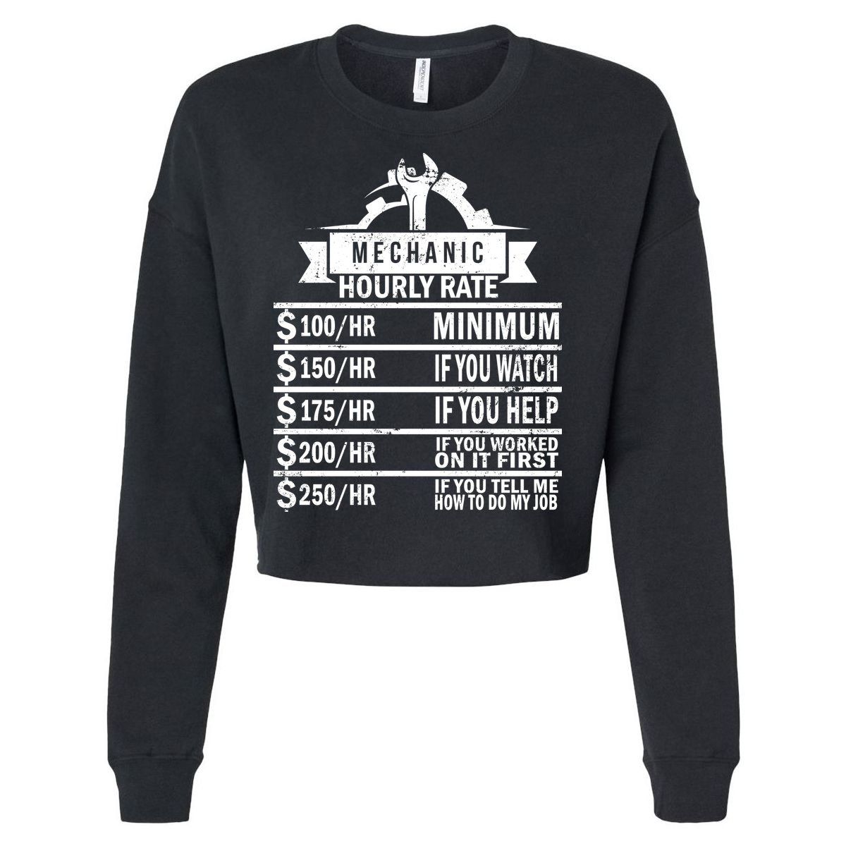 Mechanic Hourly Rate Cropped Pullover Crew