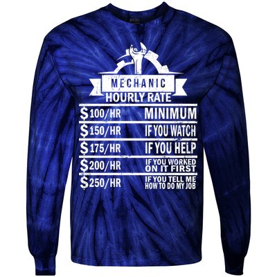 Mechanic Hourly Rate Tie-Dye Long Sleeve Shirt