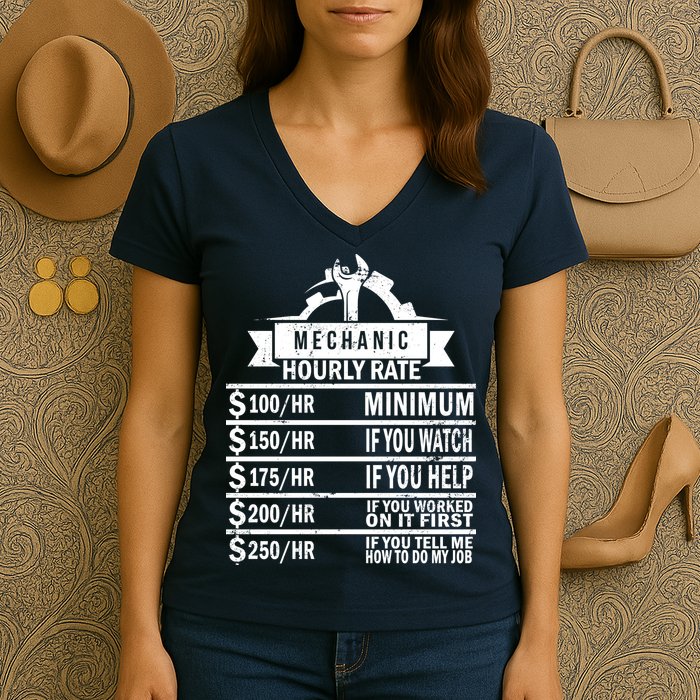 Mechanic Hourly Rate Women's V-Neck T-Shirt
