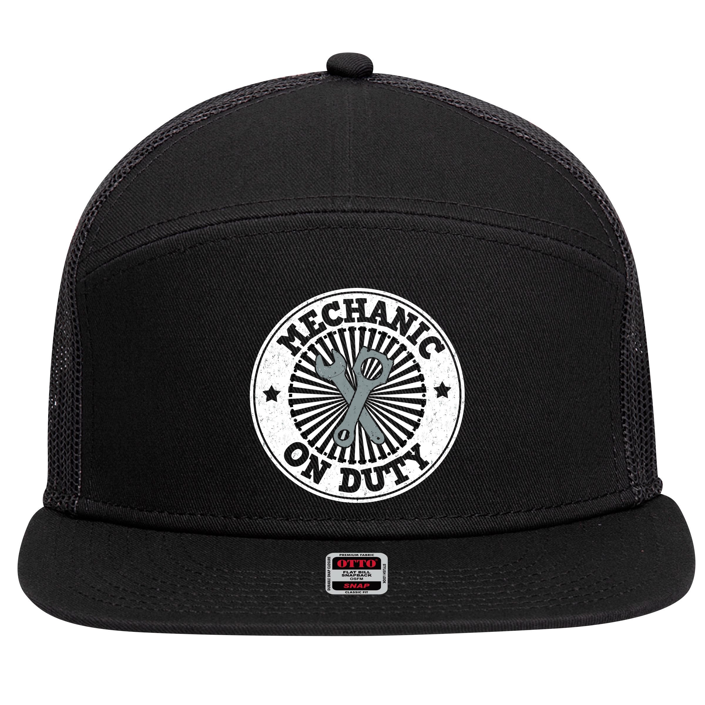 Mechanic On Duty 7 Panel Mesh Trucker Snapback Hat