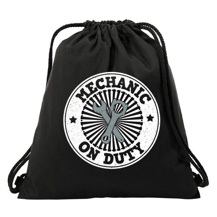Mechanic On Duty Drawstring Bag